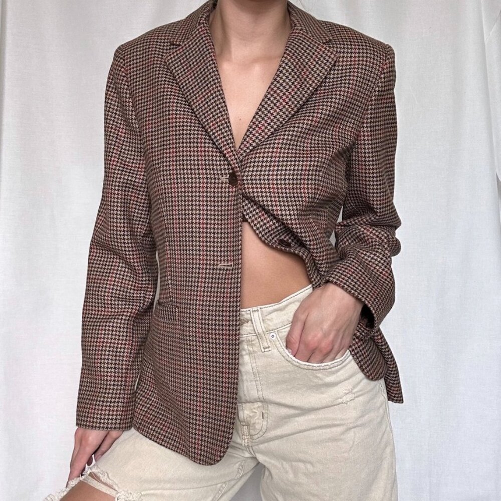 Vintage houndstooth wool blazer
